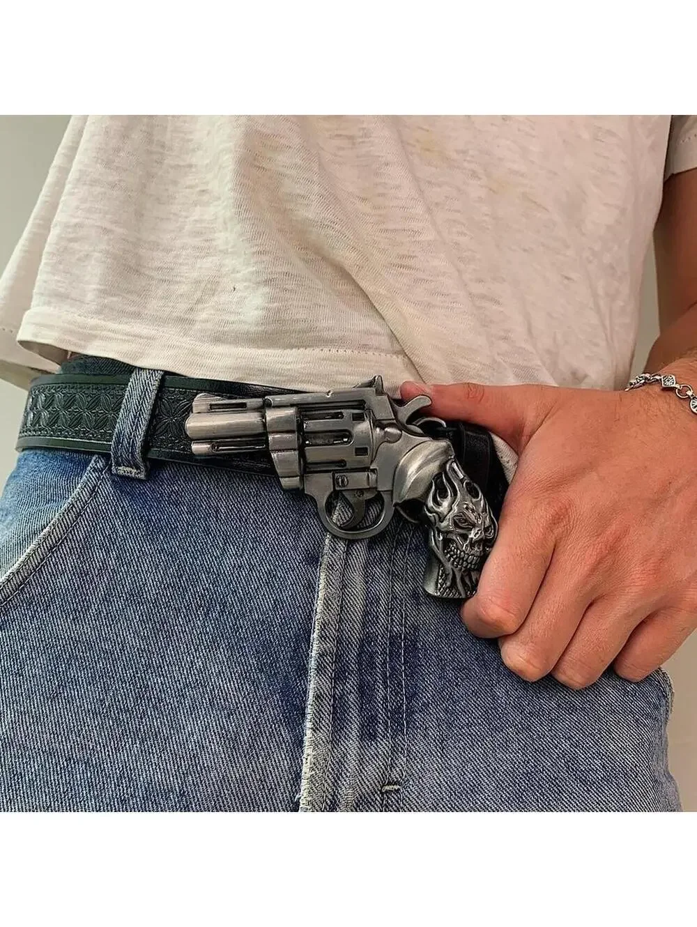 Grunge Punk Gun Skeleton Y2K 2000s style belt. 47 inches length